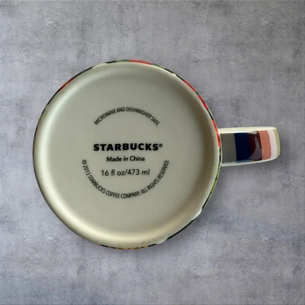 Starbucks Coffee Mug Cup KOREA 2013 Dancheong Floral Art Design 16oz